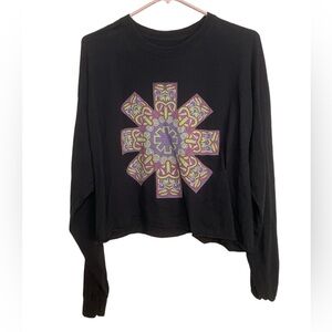 Red Hot Chili Peppers faded black long sleeve cut crop top size OS
